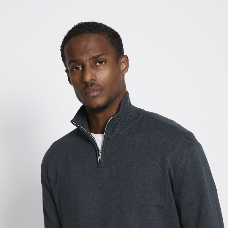 Half-zip knit sweater "Thin" Dark Green